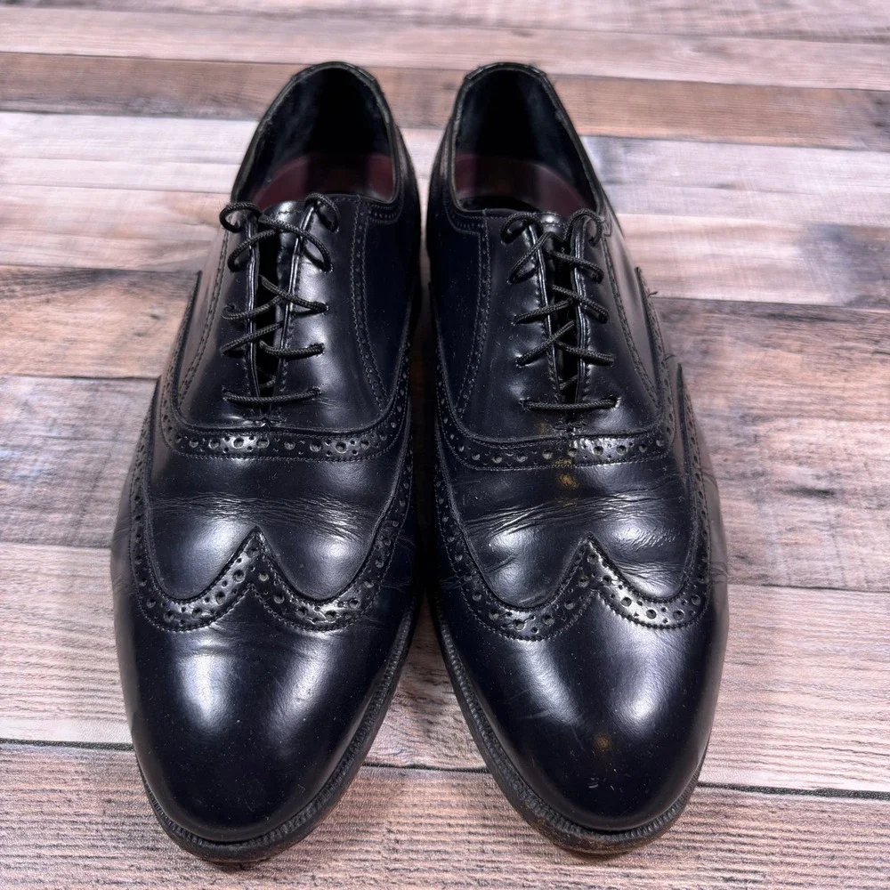 Florsheim Mens Wingtip Oxford Shoes Black Leather Brogue Lace Up‎ 8.5